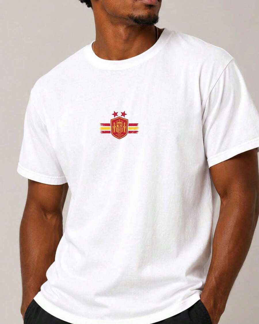 Camiseta España Fútbol, Camiseta Minimalista con Emblema de España 2 estrellas, Camiseta para Amantes del Fútbol, Camiseta de la Copa 2026, Camiseta para Fanáticos del Fútbol - Blanco - Ver 1