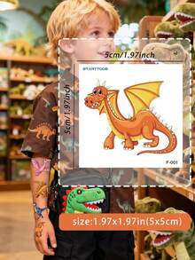 STARTTOOS 12 Buah Stiker Tato Sementara Motif Kombinasi Dinosaurus Kecil Lucu Kartun Triceratops Pterosaurus Tyrannosaurus Plesiosaurus, Cocok untuk Pesta Ulang Tahun Anak-anak, Hadiah Natal, Aktivitas Liburan, Stiker Tato Tahan Air dan Realistis - MultiWarna - View 8