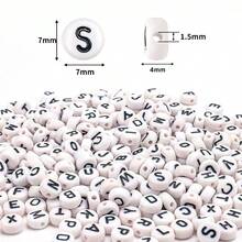 300 piezas de cuentas con letras o símbolos de 7x4mm para pulseras y collares de joyería, múltiples colores y estilos, corazón, estrella, símbolo, paz, cruz, letra - Multicolor - Ver 4