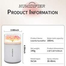 USB Portable Mini Humidifier, Elegant Eternal Flower Decor Color Changing Night Light, Silent Ultrasonic Air Mist Diffuser For Car, Bedroom, Office Desktop, Home Decor Gift - Mist - View 5