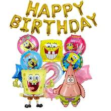 SpongeBob SquarePants New SquarePants 1st Birthday Full Set Thickened Mirror Explosion-Proof Aluminum Foil Balloon Kit, 3D Double Human Figure With Round, Star, Number And Letter Balloons, Cheerful Underwater Cartoon Style, Inflatable Numbers 1-9, Indoor Yard Dessert Table Cartoon Party Scene Decoration Balloon Combination - As Shown In the Figure - View 13