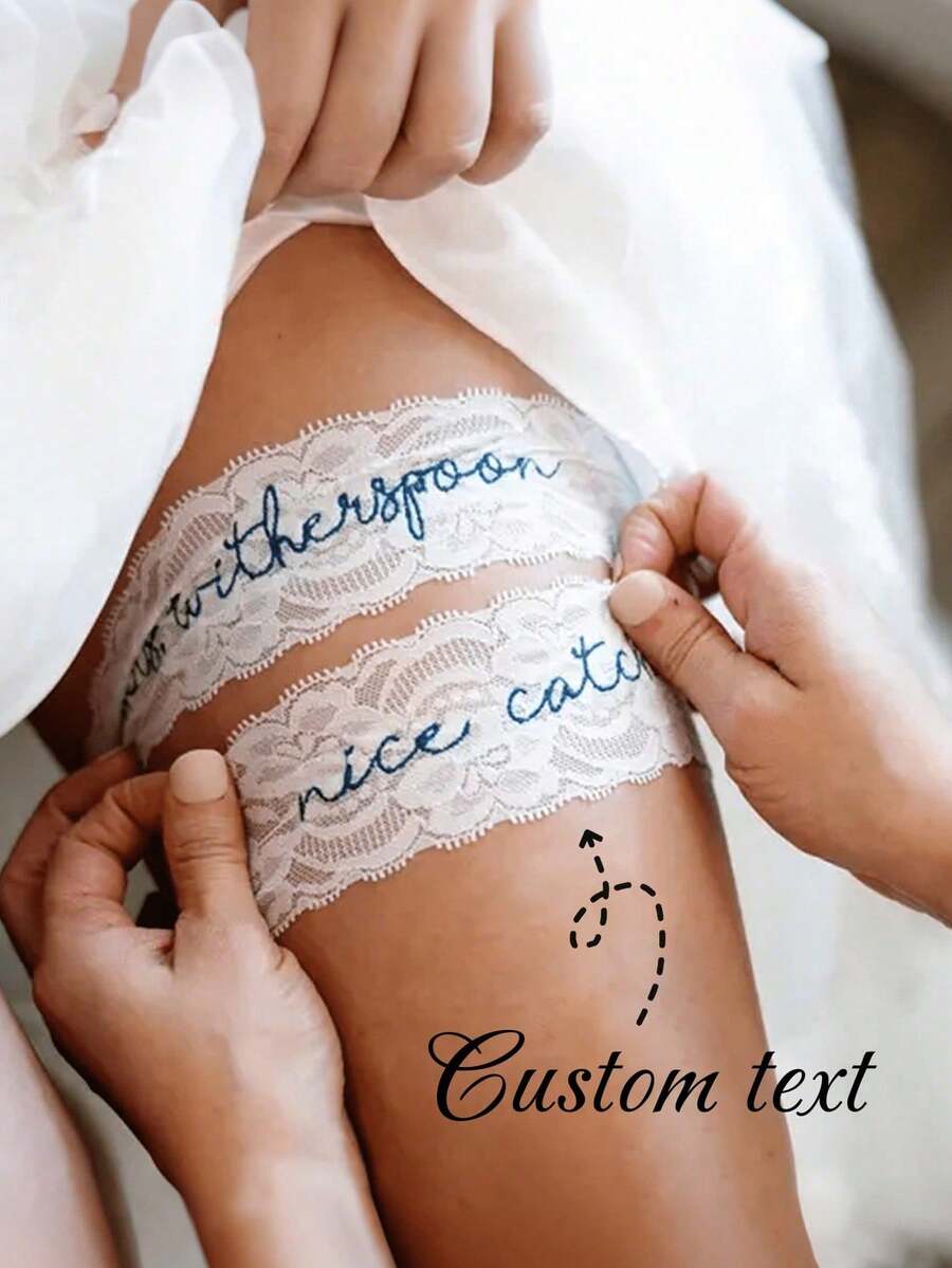 Brand New Custom-Designed Colorful Lace Garter Belt Set, Personalized/Signatureable. Sexy Bridal Wedding Accessory ,Valentine'S Day.