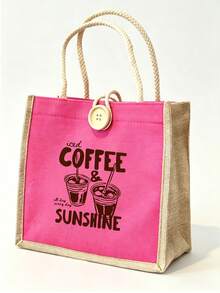 "COFFEE" Pattern Tote Bag - Coffee Canvas Shoulder Bag, Fun Coffee Pattern Tote Bag - Reusable Tote Bag, Suitable For Shopping, Beach, Work And Other Occasions, Perfect Gift For Women, Ideal For Daily Use, Shopping, Travel Accessories, Multi-Functional Tote Bag, Suitable For Events, Parties, Daily Life, Back To School Season - Multicolor - View 11