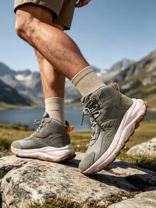Men's Hiking Boots Wide Toe Box Low Drop Waterproof Outdoor Trekking Camping Shoes - 橄欖綠 - 查看 4