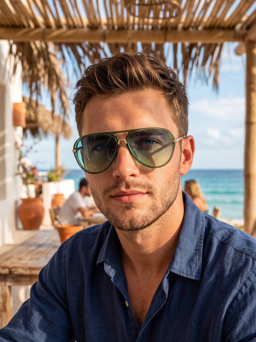 زوج واحد من نظارات VIP بأسلوب شخصي بإطار مربع عتيق، نظارات طيار موضة بجسر مزدوج للرجال والنساء، للقيادة