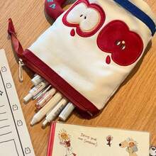 1pc Creative Cartoon Water Cup Pencil Case, Student Stationery Bag, Girly Large Capacity Pen Holder Storage Bag - Apple Water Bottle - View 2
