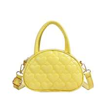 Bolso de hombro para niña de cuero PU con bordado de hilo, color liso, bolso bandolera - A - Ver 9