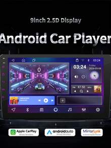 9 吋四核心 Android 車載導航，2G+64G 車用導航，支援 Apple CarPlay 與 Android Auto 收音機螢幕，附鏡像連接、藍牙 5.0、AUX、FM/AM 發射器、GPS 無線 CarPlay 藍牙車載資訊娛樂系統 - 全新升級安卓系統汽車中控導航車機 - 查看 4