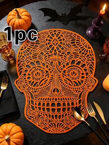 1/4/6 piezas Manteles individuales de PVC con calavera de Halloween y lámina dorada, decoración de hotel y restaurante, resistentes al calor y antideslizantes, manteles de estilo occidental para bodas, fiestas, Halloween, festival de cosecha de otoño, celebraciones festivas, picnics, camping, banquetes de cumpleaños, decoración de mesa de comedor - Multicolor - Ver 20