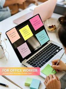 8pcs Square Self-Adhesive Memo Pads, Fluorescent Colorful Sticky Notes, Student Note Strips, Reusable, Aesthetic Macaron Bright Solid Color Minimalist Design, Premium Thick Paper Material, Strong Adhesion Firm Attachment Without Peeling, Back To School Supplies - one-size - View 7