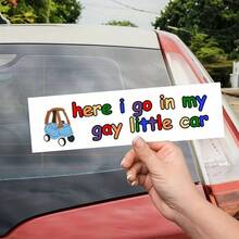 Cute Pattern Car Sticker "Driving My Little Car Off" Funny Slogan Waterproof Vinyl Decal For Car Windows - Decorative Stickers - View 2