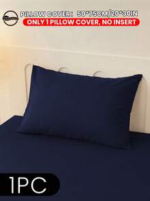 1pc/2pcs Soft Blue Pillowcase, Pillowcase, Bedding, Room Decor, Multi-Size Pillowcase, Envelope Closure, Wrinkle-Resistant, Breathable, Fade-Resistant, Stain-Resistant, Suitable For Bedroom, Sofa, Living Room, Pillow Insert Not Included, Back To School - Navy Blue - View 12