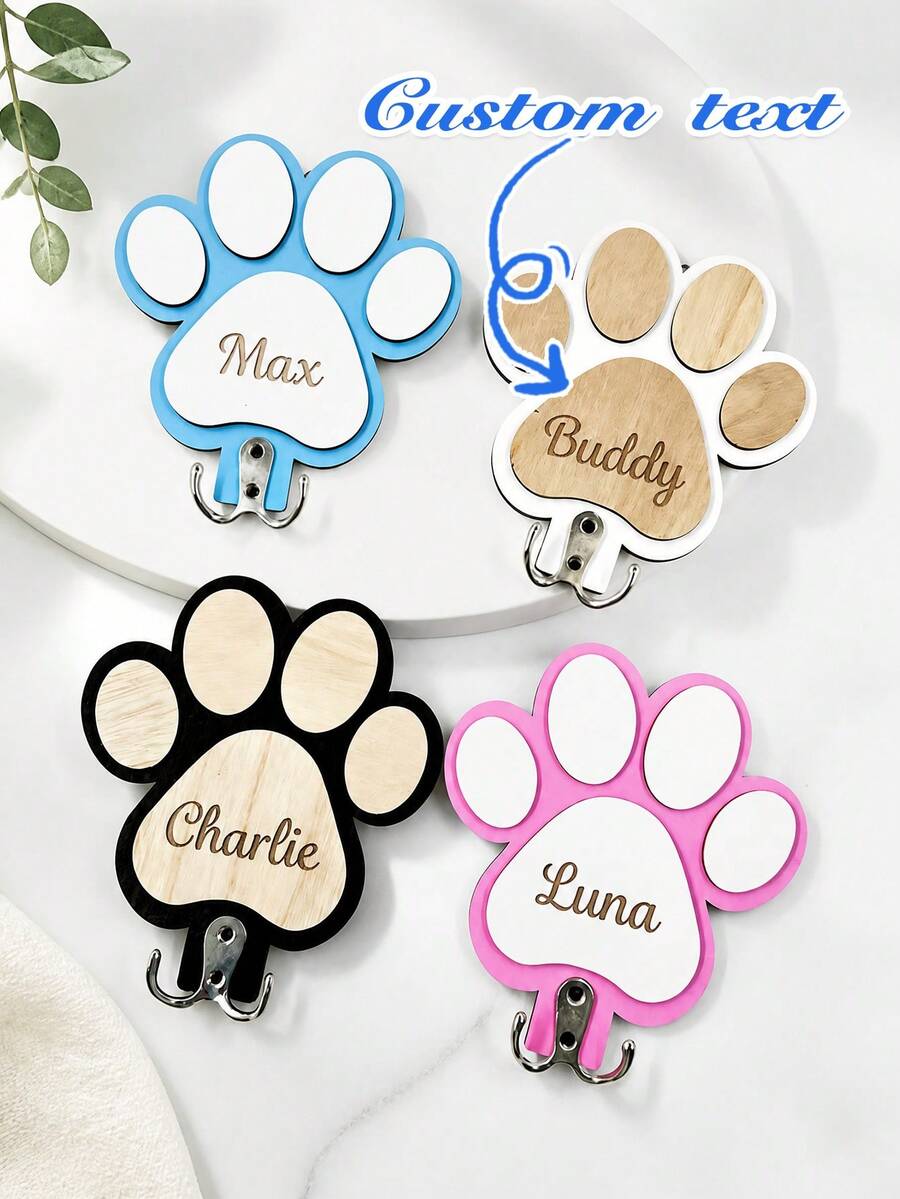 1pc Custom Leash Hook, Wooden Dog Leash Rack, Decorative Hook, Unique Home Decor, Pet Lover, Pet Anniversary, Pet Birthday Decoration, Farmhouse - Multicolor - View 1