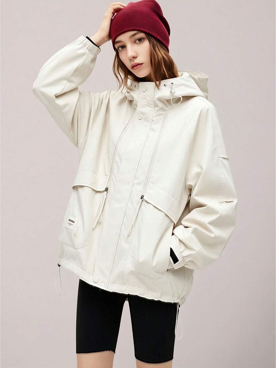 Women's Spring/Autumn Outdoor Hooded Jacket, Casual Fashion Minimalist Style - White - View 1