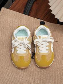 Toddler Vintage Sports Shoes, Spring/Autumn Breathable Mesh Casual Walking Shoes, Soft Sole Non-Slip Children Running Shoes - Yellow - View 6