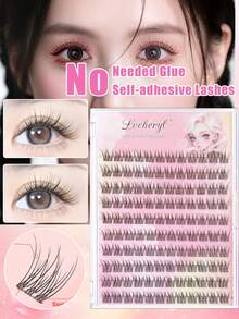 Lvcheryl 100-120pcs/Box 10rows Self-Adhesive Eyelash Reusable Glue-Free, False Eyelashes Waterproof Natural Style For Beginners Makeup - C - View 13