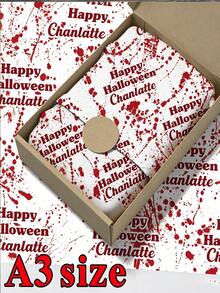 Personalized Custom Name Blood Splatter Paper Suitable For Halloween - Creepy Red Blood Splash Sheets With Editable Name Text, A3 Size For DIY Crafts, Gothic Table Decor, Gift Wrapping & Horror Party Backdrops - Adult Spooky Supplies - Multicolor - View 6