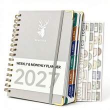 2027 English Calendar Book With 5 Stickers, 320-Page Thick Weekly Planner, PU Cover, Inner Pages Include Personal Information, 2027 Calendar, Monthly Plan, Weekly Plan, 365-Day Daily Plan, Suitable For Christmas, Thanksgiving, Birthday Small Gifts - One Size Fits All - View 13