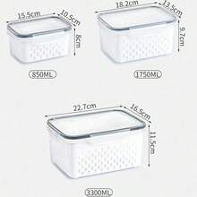 6件組（2個蓋子+2個盒子+2個濾水籃）方形食品儲存容器，PP材質可重複使用冰箱儲存盒，適用於辣椒、歐芹、香菜、大蒜、麵條、雞蛋，附蓋可手洗，廚房必備儲存容器，冰箱收納蔬菜保鮮盒，1件食品儲存收納盒 - 查看 4