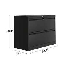 2-Drawer File Cabinet with Lock, Metal Lateral Filing Cabinets for Letter/Legal Size Documents, Heavy Duty File Storage for Home Office, Black - negro - Ver 2
