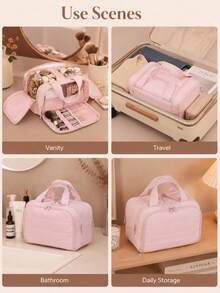 Multi-Functional Extra Large Capacity 4-Compartment Makeup Bag, Portable Travel Cosmetic Organizer Bag That Fits In Suitcase - 4-opening Makeup Organizer Bag - View 11