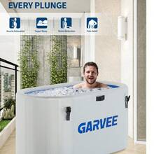 Ice Bath Tub for Athletes, Compatible with Water Chillers, 248Gallon Inflatable Cold Plunge Tub With Insulated Lid, Portable Cold Water Therapy Ice Pod for Recovery (Without water chiller) - azul+blanco - Ver 4