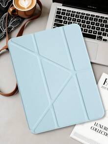 1件透明壓克力 Y 型折疊淺藍色平板保護殼，相容 iPad Mini6/7/Air/Air2/9.7/10.2/10.5/10.9 (Air4-Air8)/Pro 11/10th Gen/A16/Pro 11 2024 機型，全透明壓克力背殼，絲綢質感 8 折蓋，可調支架，自動睡眠/喚醒，內建筆槽，不含筆，部分機型附相機框 - 淺天藍 - 查看 4