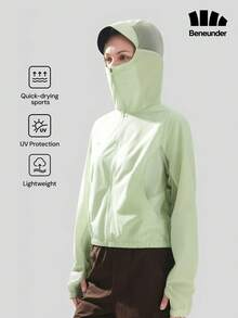 Beneunder Women's Lightweight Quick-Dry Breathable Sun-Protection Top (Short-Length) TS004 - Lime Green - View 1