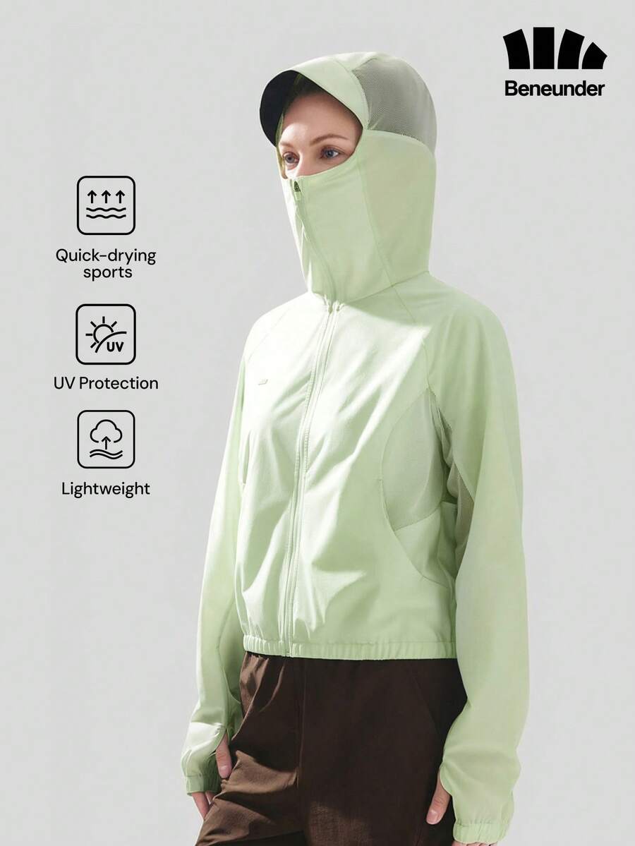 Beneunder Women's Lightweight Quick-Dry Breathable Sun-Protection Top (Short-Length) TS004 - Lime Green - View 1