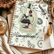 DANPERJI ﻿ 1pc A5 Spiral Notebook, Cartoon Microscope Microbe Laboratorio Cover Journal, Back To School Stationery, Student Biology Lab Class Note Diary, Science Study Planner, Cute STEM Educational Writing Notepad Gift - Biology 1 - View 4