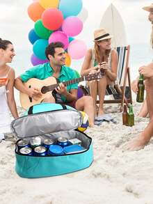 Portable Large Capacity Waterproof Insulated Cooler Tote Bag,Suitable For Beach,Picnics,Camping,Travel,School&Various Occasions,Classic Casual Style - Black - View 9