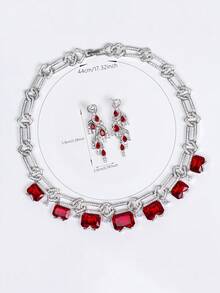 2pcs/Set Large Gemstone Jewelry Set, Luxurious Jewelry Set, Exaggerated Style Accessories, Women's Holiday Gift - Jewelry Sets - View 2