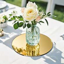 6/12pcs Golden Acrylic Round Mirrors For Centerpieces,Gold Glass Mirrors Candle Plate,Circle Mirror Trays,Circle Mirrors Candle Plates For Wall Wedding Party Table Centerpieces Wall Decor - Multicolor - View 3