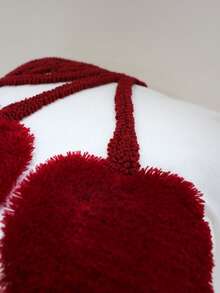 1件美式復古酒紅櫻桃枕套，水果圖案創意裝飾靠墊套，適用於客廳沙發、臥室床鋪，17.7*17.7英吋（45*45公分），不含枕芯，可機洗 - 酒紅色 - 查看 2