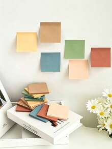 8pcs Square Self-Adhesive Memo Pads, Fluorescent Colorful Sticky Notes, Student Note Strips, Reusable, Aesthetic Macaron Bright Solid Color Minimalist Design, Premium Thick Paper Material, Strong Adhesion Firm Attachment Without Peeling, Back To School Supplies - one-size - View 11
