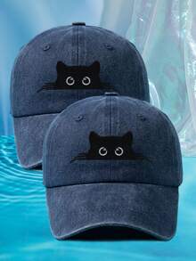 1 buah Topi Baseball Wanita Motif Kucing Bordir Personalisasi Pelindung Matahari Lembut Cocok untuk Semua Musim Ukuran Dapat Disesuaikan Warna Polos Gaya Retro Jalanan Warna-warni Cocok untuk Pemakaian Sehari-hari dan Sebagai Hadiah - B - View 24