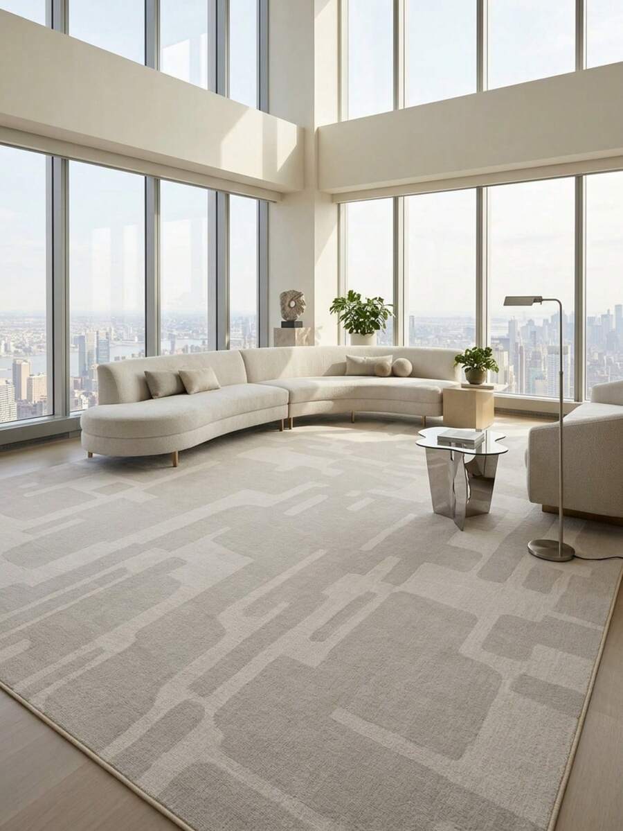 1pc Nordic Modern Minimalist Abstract Design Asymmetrical Geometric Pattern - Soft Faux Cashmere Area Rug, Bathroom, Kitchen, Entrance, Hallway, Bedside, Living Room, Bedroom, All-Season Machine Washable Mat, Home Decor - Multicolor - View 1