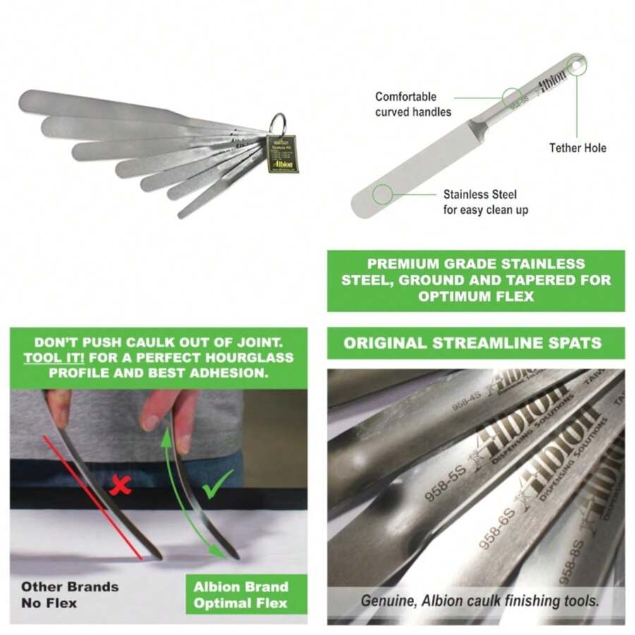 Engineering Original 958-G01 Streamline Flexible Caulk Spatula 7-Piece Set - As Pic - View 1