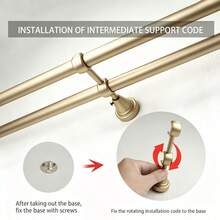 Black Double Curtain Rod, 32 To 58 Inches, Blackout Wrap-Around Curtain Rod For Windows, 0.75 Inch Room Blackout Telescopic Double Curtain Rod, Easy To Install Adjustable Heavy Duty Curved Splice Room Blackout Double Rod, All Metal Material, Aluminum Bracket - Double-layer Sunshade - Gold - View 8