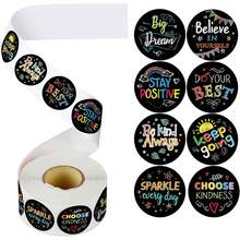 500pcs Colorful Chalkboard Encouragement Doodle Stickers, 1 Inch Round, English Inspirational Quotes, Positive Belief, Suitable For Planner Scrapbook Letter DIY Decoration, Teacher Reward, Envelope Sealing Labels, PVC Self-Adhesive Stickers - Colorful Graffiti Encouragement - View 6