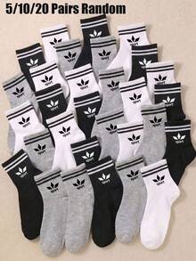5/10/20 Pairs Random Black, White And Grey Kids Casual Sports Mid-Calf Socks, Suitable For Summer And Autumn, Perfect For Daily Wear And Back To School Season - Multicolor - View 2