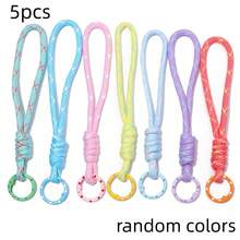 5pcs/Pack Polyester Colorful Contrast Polka Dot Keychains 14.7cm, Dopamine Colorful Creative Phone Lanyards, Water Bottle Bag Charms, Handmade DIY Perler Bead Accessories, Braided Rope - Polka Dot Keychain - View 15