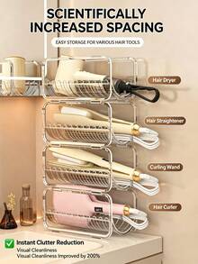Curling Iron Holder Hair Dryer Stand Curling Iron Storage Rack Universal Item Storage Rack Straightener Holder Straightener Storage Rack Desktop Stackable Transparent Acrylic Vertical Storage Rack - Multicolor - View 8