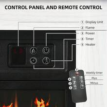 Yitahome 23 Inch Electric Fireplace Suite, Free Standing Electric Fire With Realistic Flame Effect, Timer & 16 Color LED Light Strip, 26D X 100W X 80.5H Cm - White - View 7