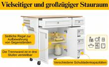 Ilot de cuisine mobile, rangement mdf, blanc - Blanc - Voir 3