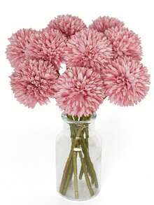 4/16pcs Artificial Chrysanthemum, Dandelion, Hydrangea Flower Bouquet, Suitable As Gift For Friends, Brides, Wedding Decoration, Home, Office, Cafe, Party Room Decor Fall Decor Autumn Decor Living Room Wall Art Autumn Room Decrations Bridesmaid Gifts - Coral Orange - View 8