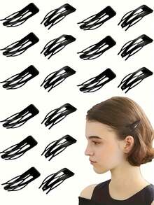 24pcs Crocodile Hair Clips, 1.8 Inch Single Tooth Hair Clips, Hair Styling And Dyeing Hair Accessories, Silver - Black Side Clip - View 2