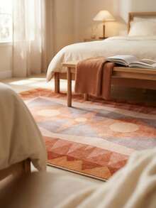 1pc Nordic Modern Minimalist Abstract Rhombus Geometric Creative Soft Faux Cashmere Area Rug, Bathroom, Kitchen, Entryway, Hallway, Bedside, Living Room, Bedroom, All Season Machine Washable Floor Mat, Home Decor - Multicolor - View 6
