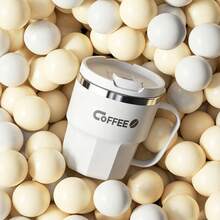 1pc 400ml 304 Stainless Steel Anti-Drop Mug With Lid, Multi-Purpose Water Cup, Coffee Travel Mug, Suitable For Office, Dorm And Home - White - View 3