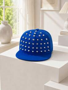 1pc Unisex Punk Rock Rivet Flat Brim Baseball Cap, Hip Hop Street Style Personalized Hat, Suitable For Outdoor Sports, Cycling, Festivals, Parties And Daily Casual Wear, Multiple Colors - Multicolor - View 12